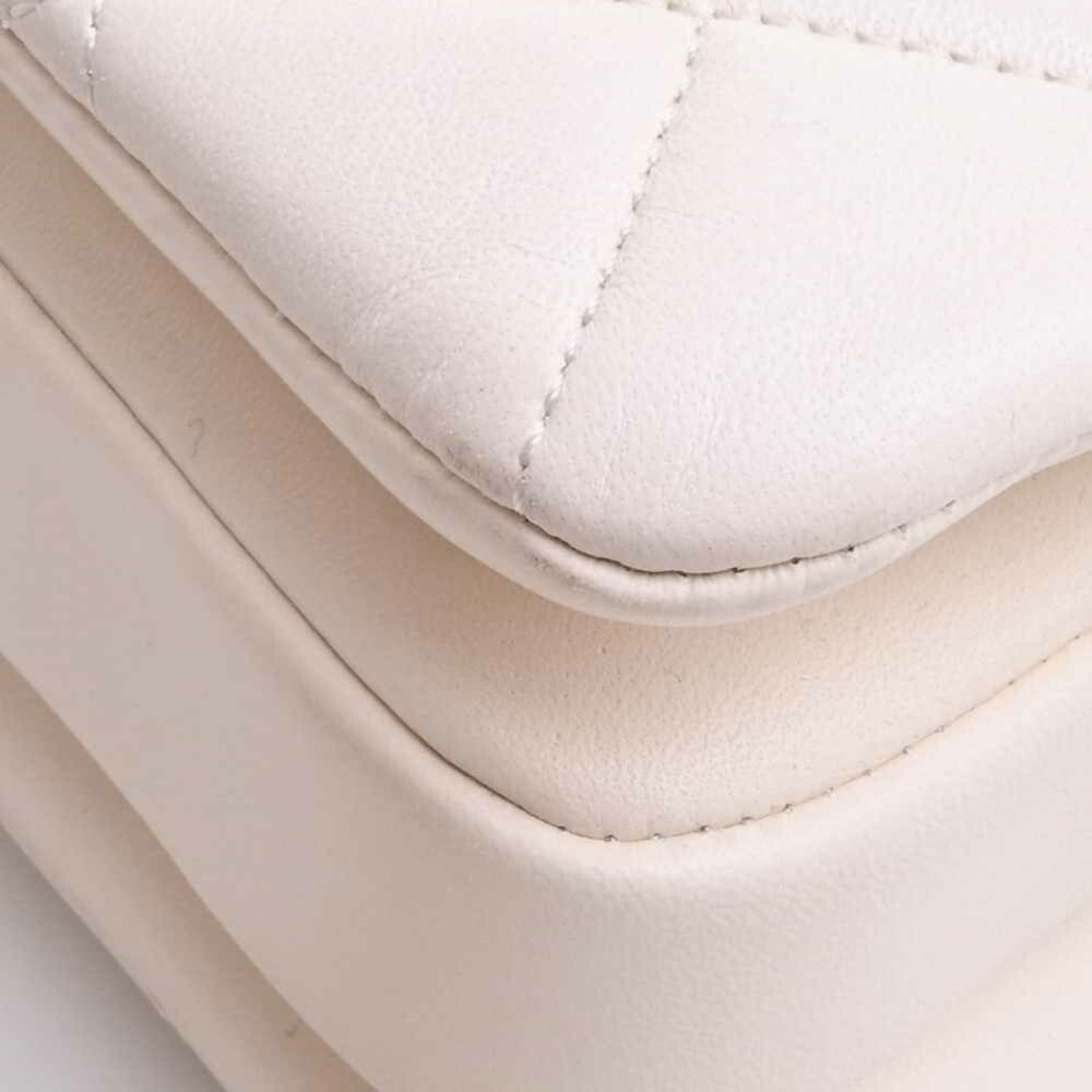 CHANEL Chanel lambskin matelasse here mark trendy CC chain handbag white ladies - Picture 4 of 10